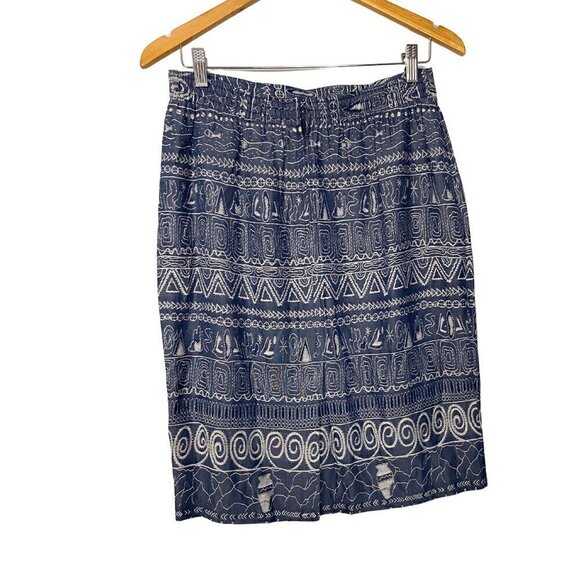 Vintage Bohemian Rayon Midi Skirt with Tribal Print - Picture 4 of 6